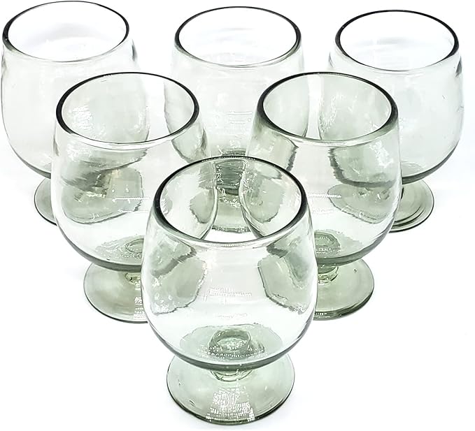 Clear 11 oz Large Cognac Glasses (set of 6), Recycled Glass, Lead-free, Toxin-Free (11 oz Large
