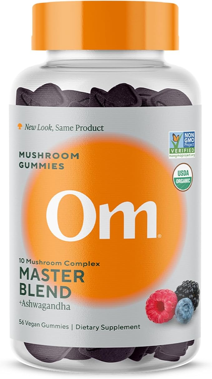 Om Master Blend Mushroom Gummies - Organic Mushroom Supplement with 10 Mushrooms and Ashwagandha