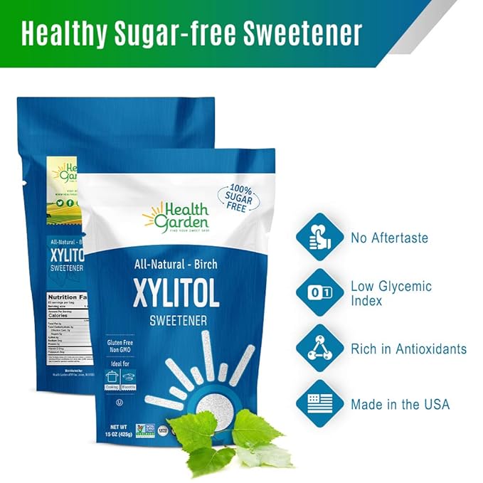 Health Garden Birch Xylitol Sweetener - 1 LB Resealable Bag - Pure Birch Xylitol - Non GMO, Kosher