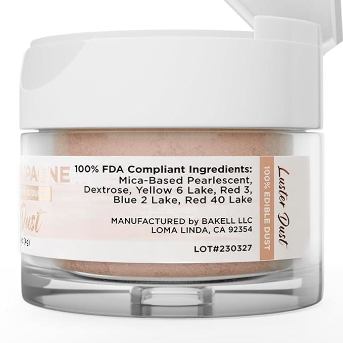 Luster Dust - Peach Champagne (4g 1x Jar) | Edible Vegan Dust & Paint for Cake Decorating, Ice