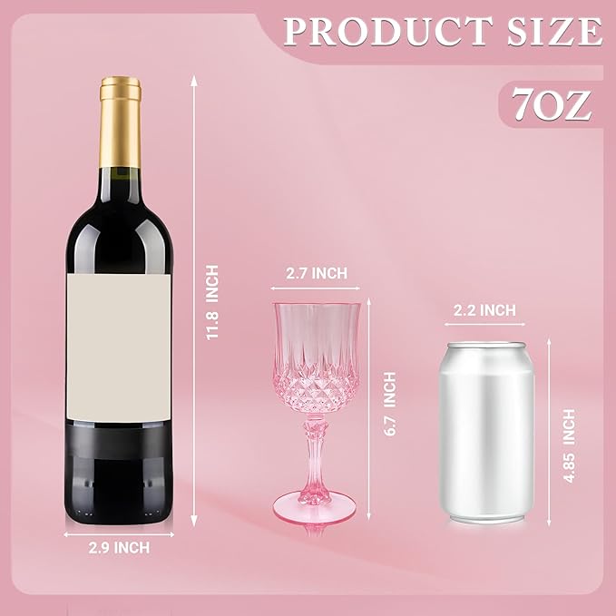 Plastic Wine Glasses，Plastic Goblets Vintage Style Cordial Drinking Glasses for Wedding Reception