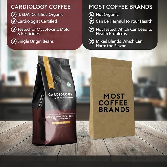 Cardiology Coffee ??Whole Bean Coffee ??USDA Certified Mold-Free 12oz Premium Light Roast Organic