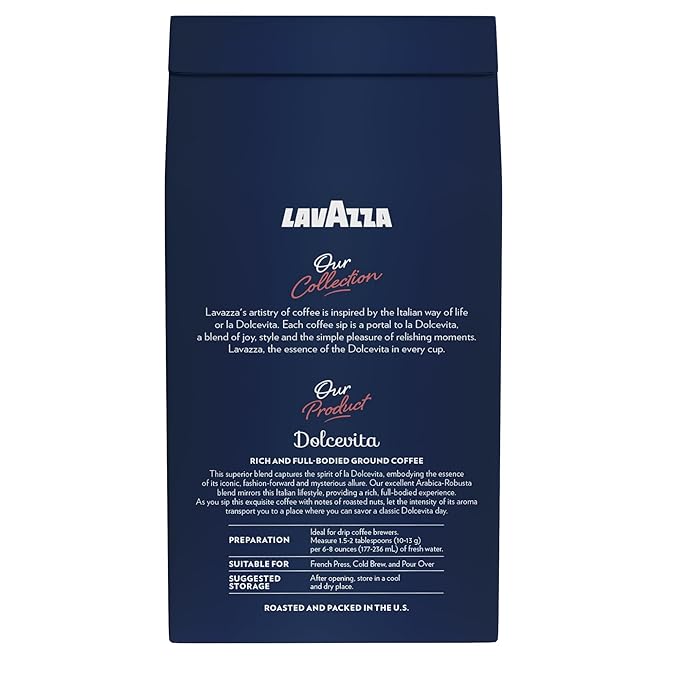 Lavazza Classico Ground Coffee Blend, Medium Roast, Authentic Italian, Blended And Roasted in