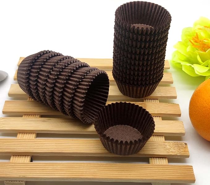 Brown Mini Cupcake Liners Natural Greaseproof Paper Muffin Baking Cups, 500-Count