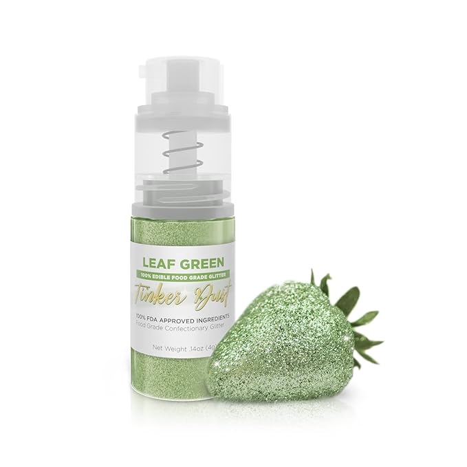 Bakell - Leaf Green Tinker Dust (4g, 1x Mini Spray Pump) Edible Glitter for Food, Desserts, and