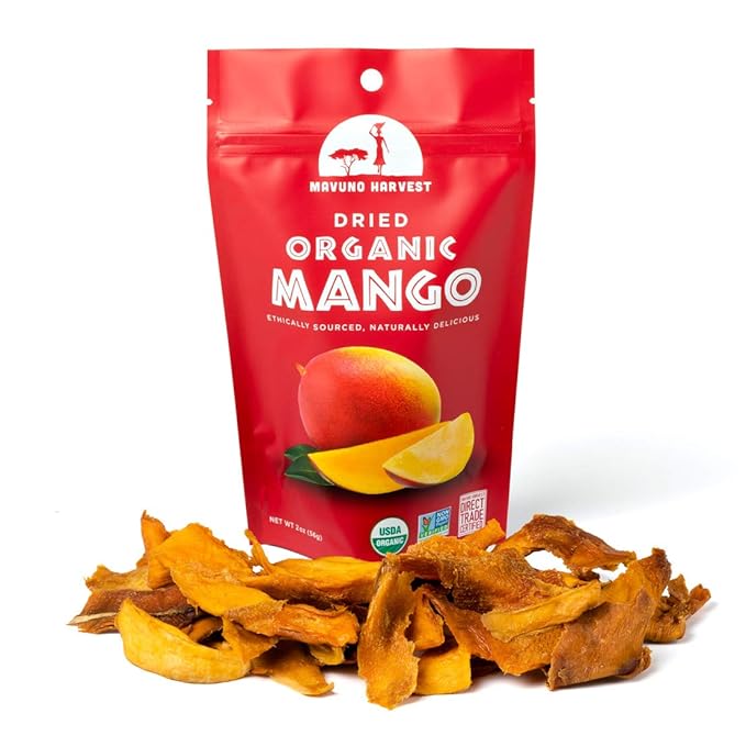 Mavuno Harvest Mango Dried Fruit Snacks | Unsweetened Organic Dried Mango Slices | Gluten Free