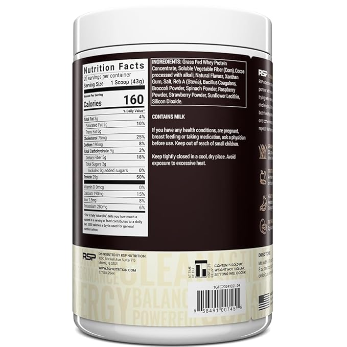 TrueFit Gut Healthy Protein Powder, Grass-Fed Whey Meal Replacement Shake with Prebiotics
