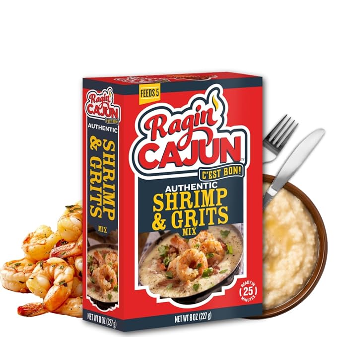 Ragin' Cajun Authentic Shrimp & Grits - 8 oz Box, Gluten-Free, No MSG - Louisiana Creole Meal