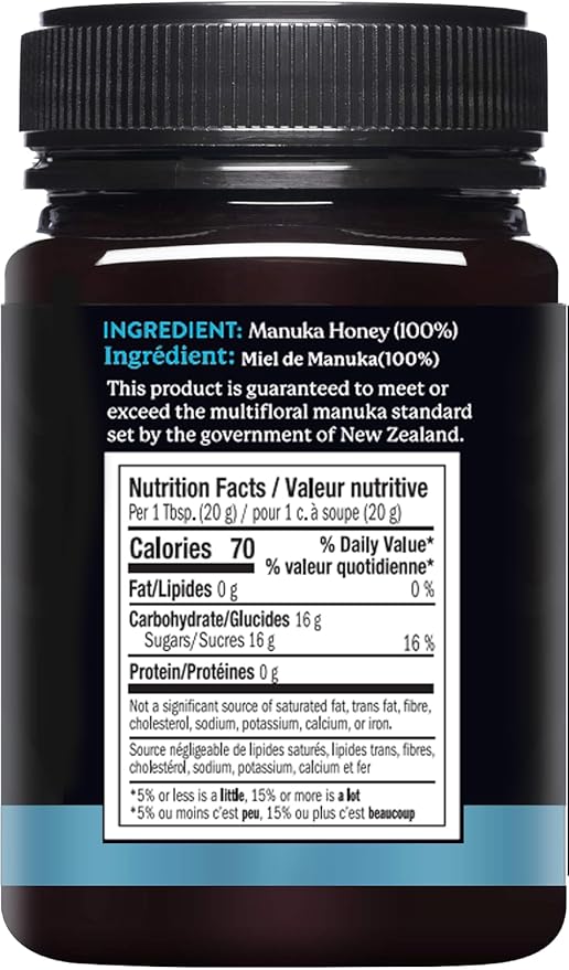 100% Pure New Zealand Honey - MGO 50+ Multifloral Mānuka Honey, Raw Mānuka, 17.6 Ounce (500g) (Pack