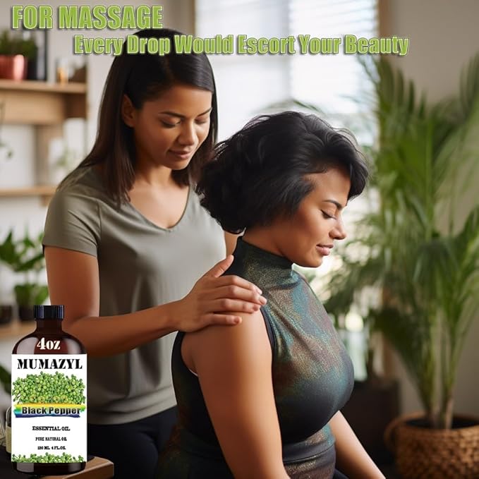 Black Pepper Essential Oil, Black Pepper Oil 4 Fl Oz 120ML for Diffuser Humidifier Yoga Cleaning