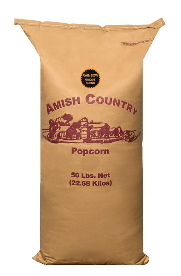 Amish Country Popcorn | 50 lb Bag | Rainbow Popcorn Kernels | Old Fashioned, Non-GMO and Gluten