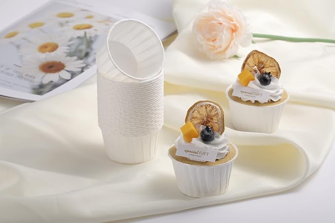 White Cupcake Liners, 100pcs Muffin Baking Cups,Ramekin Holders, Heavy Duty Oil-proof Wrappers for