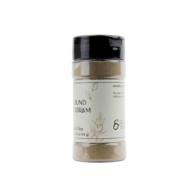 Olive & Vine Ground Marjoram, Earthy & Sweet, Seasoning for Soups, Stews, and Roasts, With Rich
