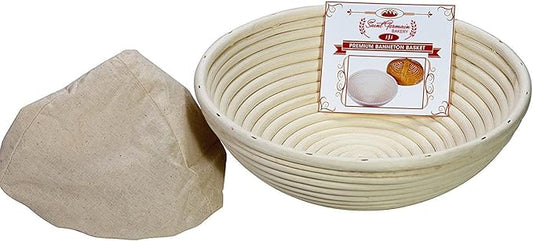 Saint Germain Bakery Premium Round Bread Banneton Basket with Liner - Perfect Brotform Proofing