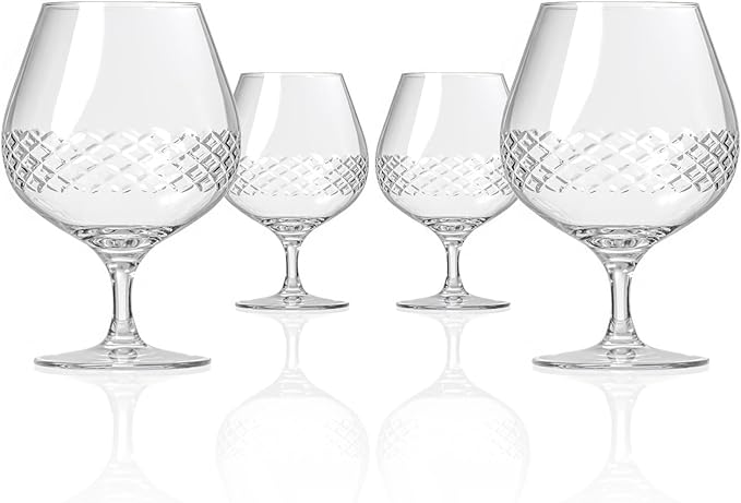 Rolf Glass Diamond Brandy Snifter | 22.5oz Cognac Glass | Lead-Free, Diamond-Wheel Engraved |