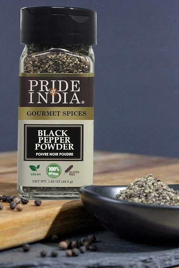 Pride of India – Black Pepper Ground – Ideal for Gourmet Dishes/Soups/Stews/Rubs – Fresh &