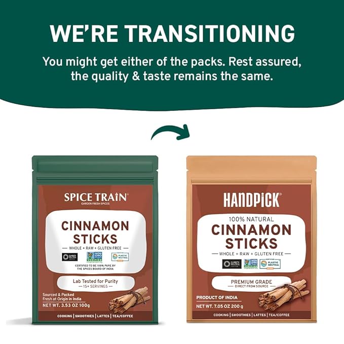 HANDPICK, Cinnamon Sticks (7 oz) 100% Raw, Non-GMO, Gluten-Free | Premium Quality | Resealable