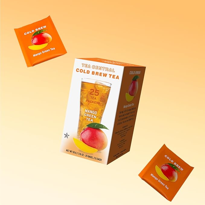 Life Plus Style Gourmet TEA CENTRAL Mango Green Tea Naturally Refreshing Cold Brew Tea Bags Organic