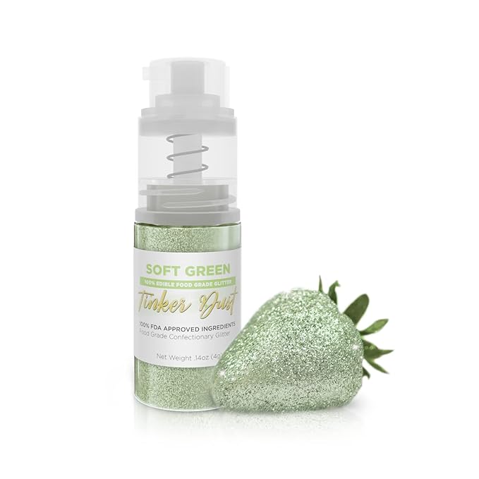 Bakell - Soft Green Tinker Dust (4g, 1x Mini Spray Pump) Edible Glitter for Food, Desserts, and