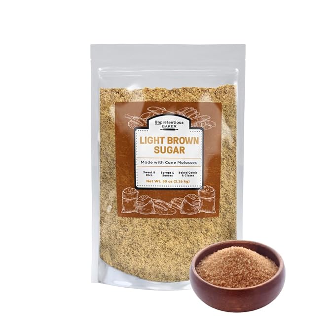 Unpretentious Light Brown Sugar, 5 lb, Made With Cane Molasses, Perfect For Desserts, Meat & Fruit