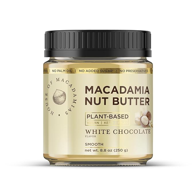Macadamia Nut Butter, White Chocolate - 1 x 8.8oz - No Added Sugar, No Palm Oil, Plant-based, No