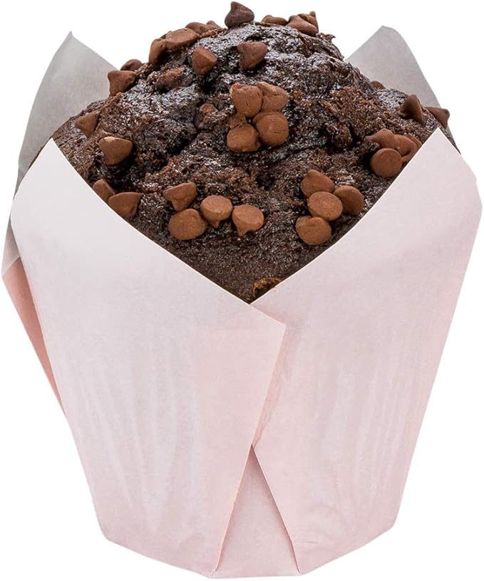 Restaurantware Panificio Premium 4 oz Pink Paper Tulip Baking Cup: Paper Baking Cups Perfect for