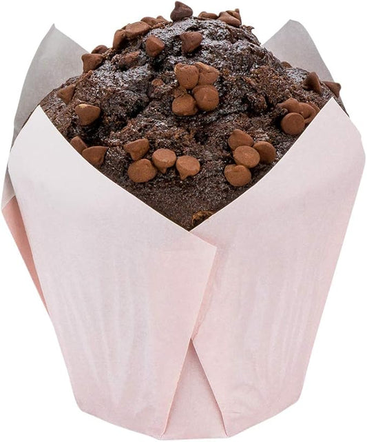 Restaurantware Panificio Premium 4 oz Pink Paper Tulip Baking Cup: Paper Baking Cups Perfect for