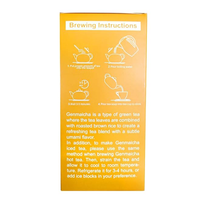 TIAN HU SHAN Genmaicha Green Tea with Roasted Rice, Low Caffeine Genmaicha Tea Loose Leaf 8 Ounce /