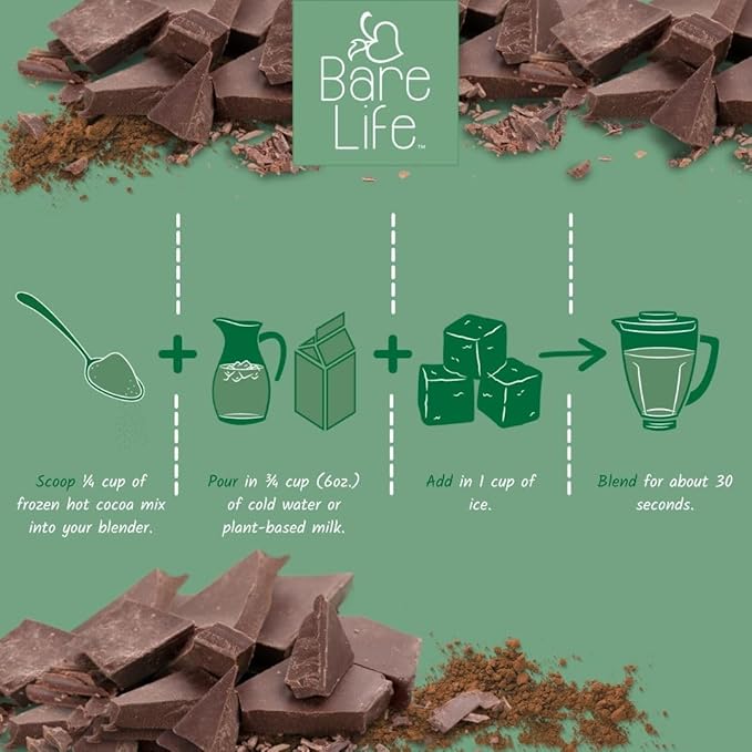Bare Life: Dairy Free Frozen Hot Cocoa | Blended Premium Frappe Iced Hot Chocolate Smoothie |