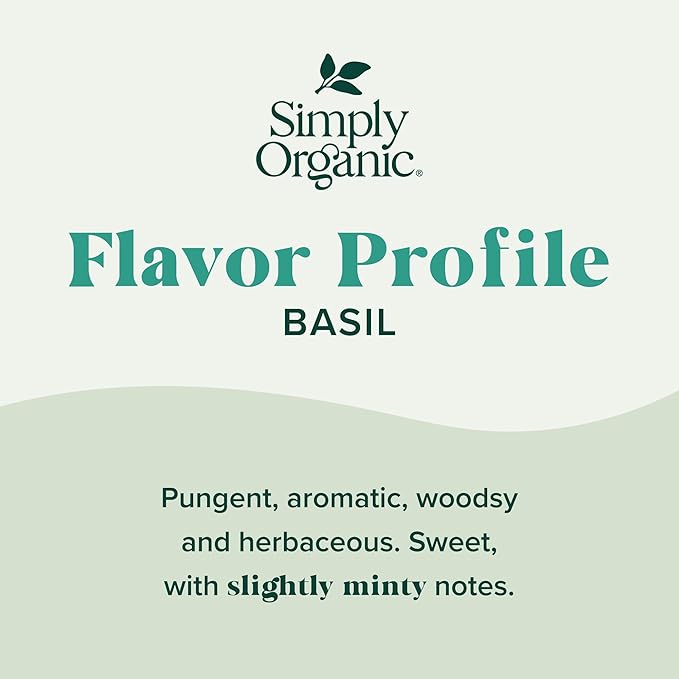 Simply Organic Pure Egyptian Basil Leaf, 0.54 Ounce Bottle, Cut and Sifted, Herbaceous and