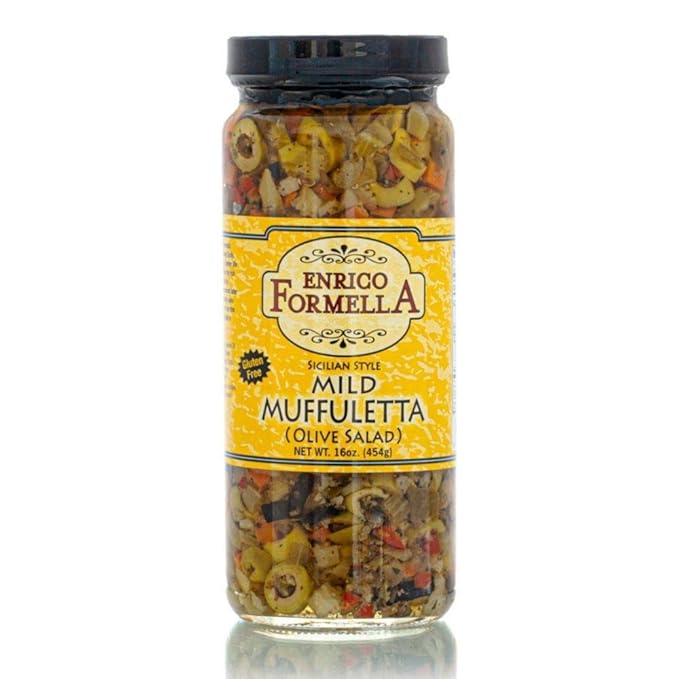 Enrico Formella Mild Muffuletta Salad - Gluten Free Italian Olive Mix - New Orleans Style Sandwich