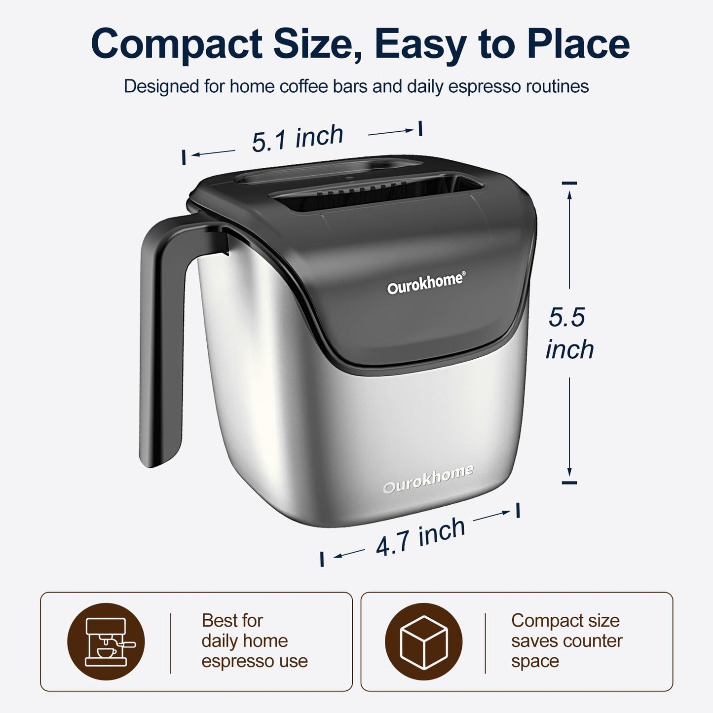 Ourokhome Espresso Knock Box with Lid, Compact Coffee Grounds Container for Home Coffee Bar