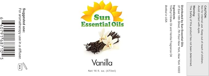 Sun Essential Oils - Vanilla Essential Oil 16 oz for Diffuser, Skin, Hair, Humidifier &