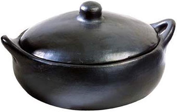 Authentic Chamba Casserole - Elegant Handmade Black Clay Cooking Pot with Cover - Perfect for