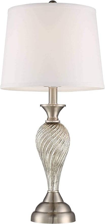 Regency Hill Arden 25" High Modern Table Lamps Set of 2 Table Top Dimmer Silver Brushed Nickel