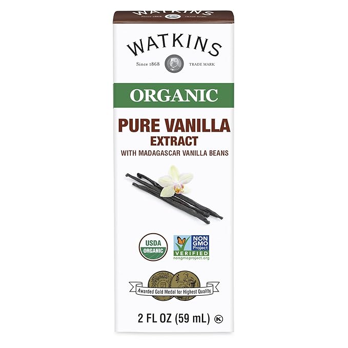 Watkins Organic Pure Vanilla Extract, with Madagascar Vanilla Beans, Non-GMO, Kosher, 2 oz. Bottle