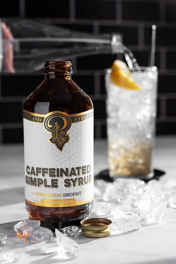 Portland Syrups - Caffeinated Simple Syrup - Premium Beverage Concentrate for a Boost of Clean