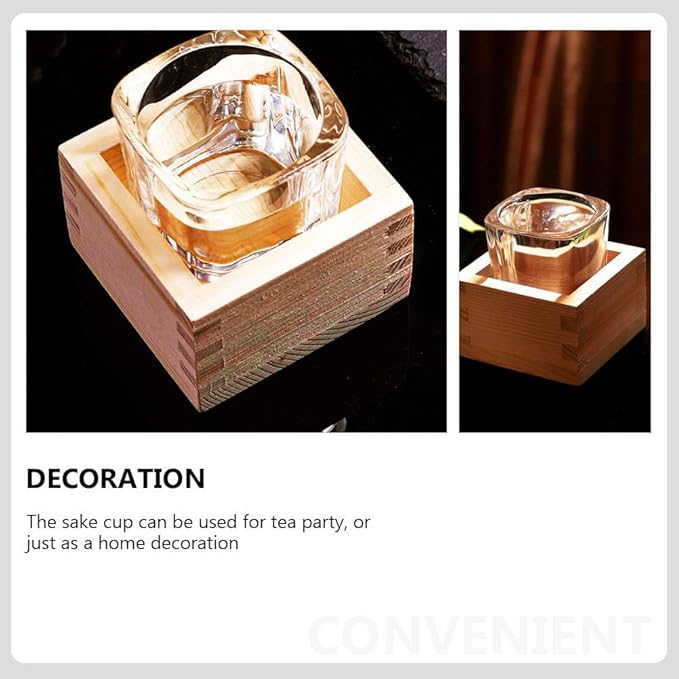 Sake Cup Wooden Box: Japanese Saki Cup Holder Box Square Drinkware Glasses Bottle Container for
