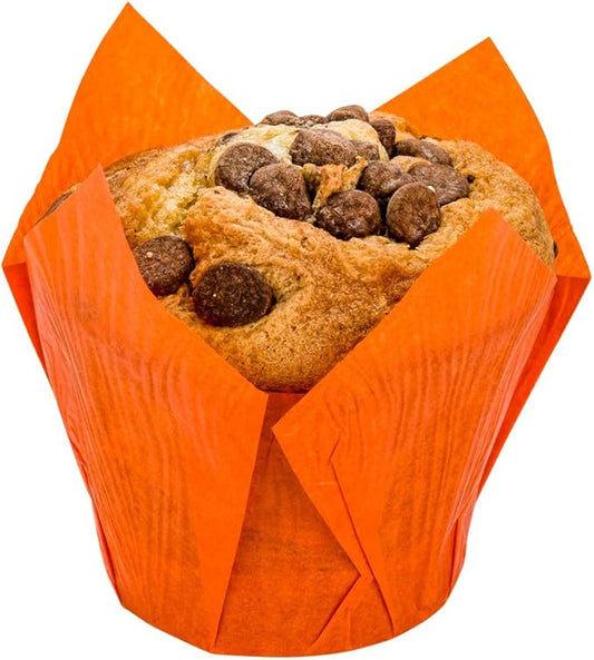 Restaurantware Panificio Premium 4 oz Orange Paper Tulip Baking Cup: Paper Baking Cups Perfect for