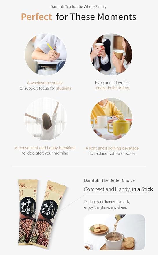 Damtuh Walnut Almond Adlay (Job's Tear) Zero Sugar Traditional Korean Meal Replacement Powder Drink