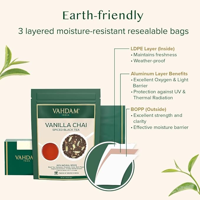 VAHDAM Vanilla Spiced Masala Chai | 3.53oz (50 Cups) Gluten Free Delicious Blend Of Vanilla &