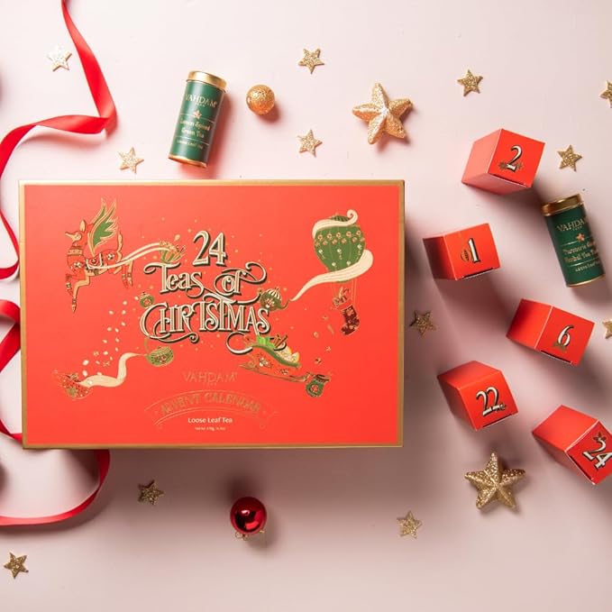 VAHDAM, Advent Calendar 2025 | 24 Unique Loose Leaf Tea - Exclusive Holiday Tea Gift Set |