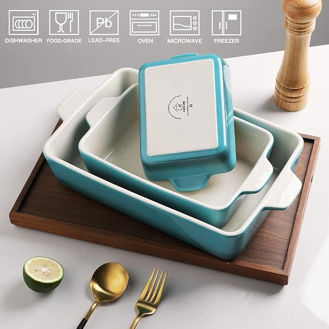 Sweejar Ceramic Bakeware Set, Rectangular Baking Dish for Oven Lasagna Pans for Cooking, Kitchen