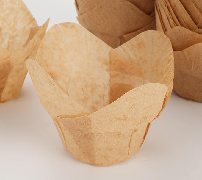 GOLDEN APPLE, 100 Pcs Tulip Cupcake Liner Lotus Parchment Baking Cup Muffin Tins Cups for Weddings