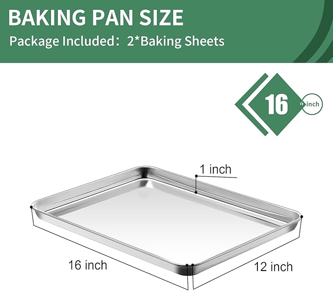 Baking Sheets Set of 2, HKJ Chef Cookie Sheets 2 Pieces & Stainless Steel Baking Pans & Toaster