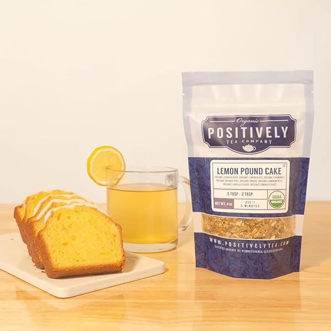 Organic Positively Tea Company, Lemon Pound Cake, Herbal Tea, Loose Leaf, 16 Ounce