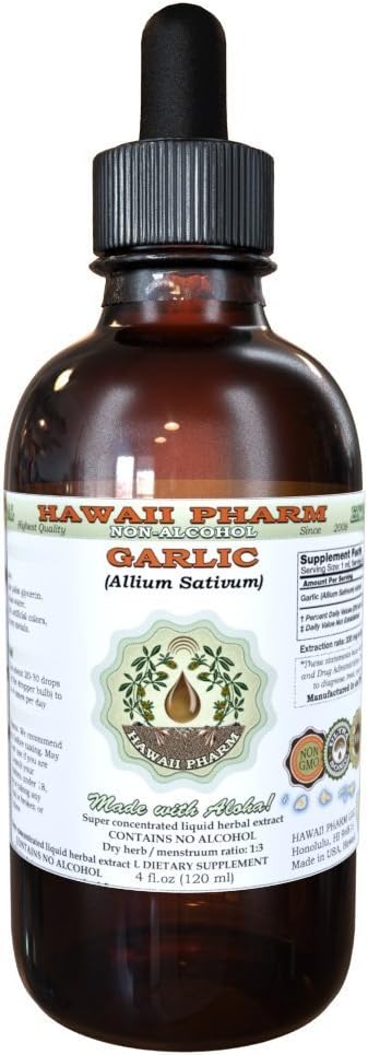Garlic Alcohol-Free Liquid Extract, Organic Garlic (Allium sativum) Dried Powder Glycerite Hawaii