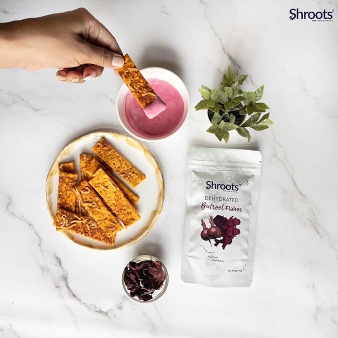 SHROOTS Organic Dried Beetroot Flakes ??Raw, Non-GMO, Natural Energy Boost, Vegan & Gluten-Free