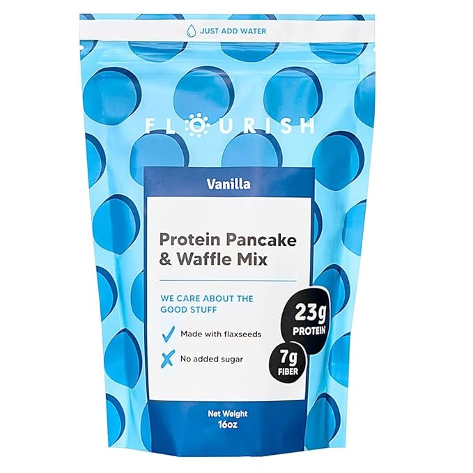 Flourish - Protein Pancake & Waffle Mix, Whey Protein Isolate & Flax Seed, Non-GMO, No Added Sugar