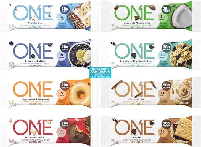 ONE Protein Bars, Sampler Variety Pack, Gluten Free with 20g Protein and 1g Sugar, Pantry Staples